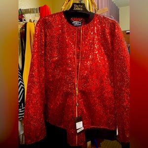 Barabas & never been wear Red sequins baseball zipper front 3XL